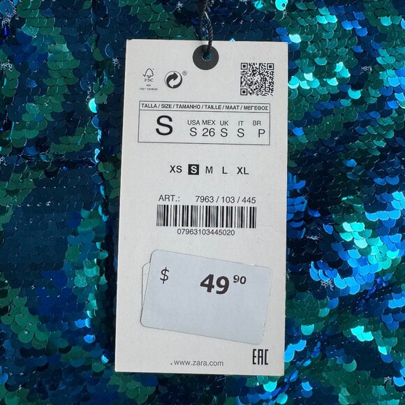 NWT Zara Sequin High Waisted Mini Skirt - Picture 6 of 8